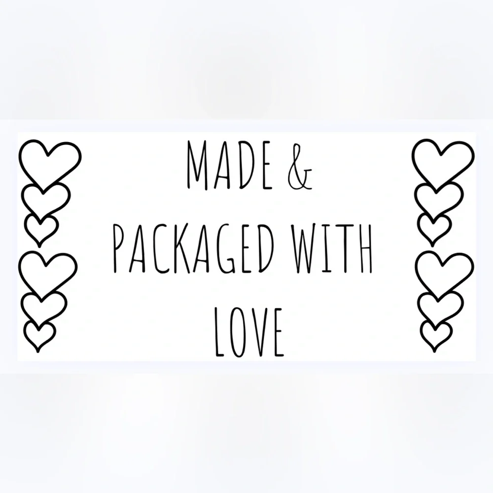 30 STICKERS - 2” x 1” - MADE & PACKAGED WITH ‘LOVE’